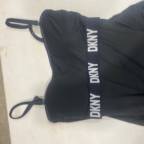 DKNY Womens Black One-Piece Swimsuit XL 4-Way Stretch UPF Front Shirring Adjusta - Picture 10 of 14